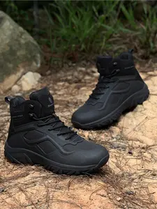 Men's Eavy Duty Tactical All-Terrain Combat Boots, Outdoor Hiking Boots | Reinforced Ankle Non-Slip Rubber Sole, Suitable for Hiking, Training, Desert Survival - Black, Durable