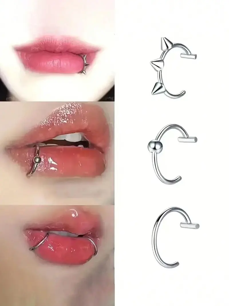 c shaped lip ring Lip Piercing Gemstone C-Shaped Fake Lip Ring Hip-Hop Punk Decoration from  Dhgate Labret, Lip Piercing Jewelry