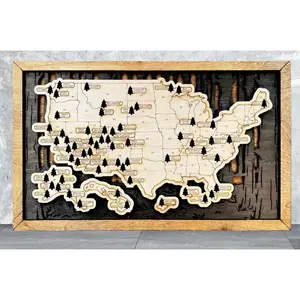 US National Parks Travel Map, National Parks Marker, US Travel Map, family road trip tracker, travel home decor, gift for hiker Rustic 11X18