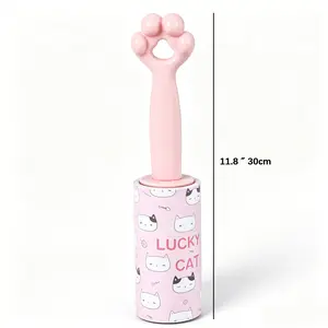 Cute Cartoon Cat Design Lint Remover Roller, Compact Travel Lint Roller for Purse, Furniture, Pet Hair and Fabric Dust Cleanup