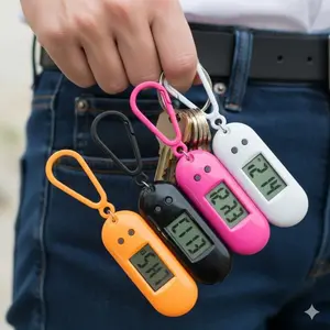 Fashion Oval Digital Keychain Watch, Portable Electronic Clock Keyring, Multi-Function Timer for Kids, Stylish Gift, Compact Life Gadget, Trendy Time Management Tool, Student Reminder Assistant