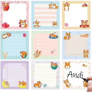 Corgi Sticky Notes Gifts - 9Pack Cute Sticky Notes 3x3 Cartoon Corgi Gifts for Corgi Lovers Corgi Notepads Funny   Pads for Women Office School Supplies 450 Sheets