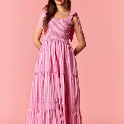 chinese dress ladies Stripped Black And White Maxi Dress main image 0