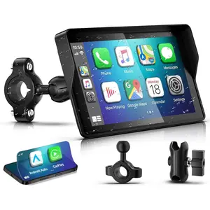 2026 YZW GPS Carplay 5 inch for Motorcycle with Wireless CarPlay & Android Auto, IP69K Waterproof Touch Screen, GPS Navigation, Supports Bluetooth, Siri/Google Voice Control, Custom Boot Logo, Bracket