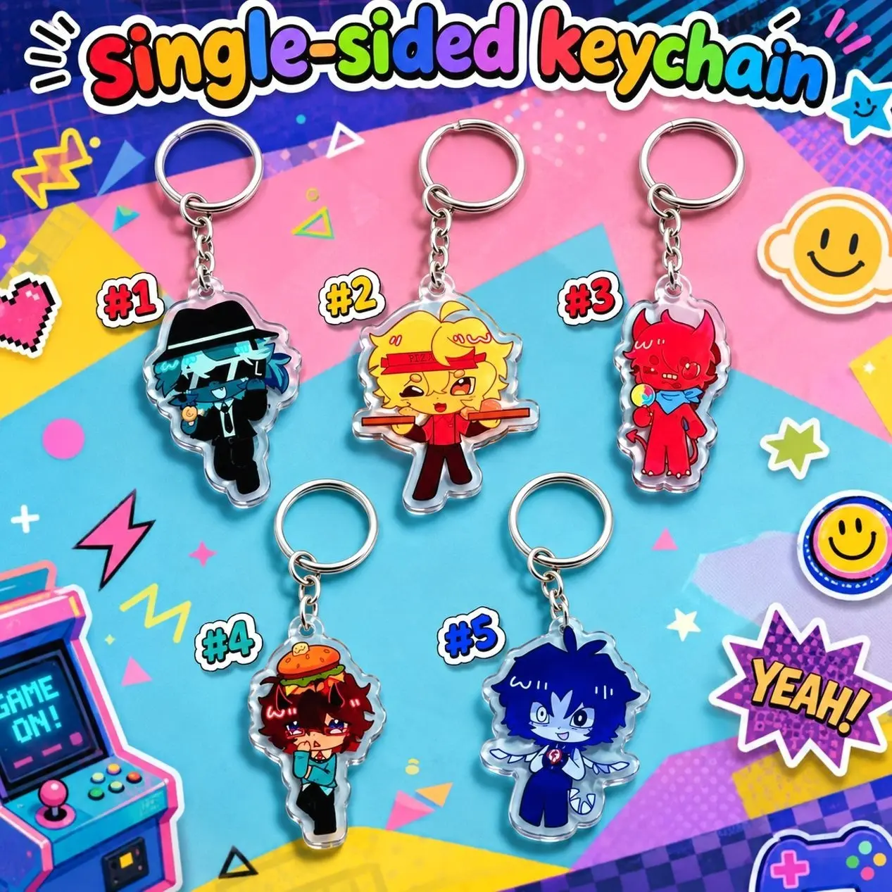 RBLX Forsaken Acrylic Connecting Keychain Charm || Single-Sided Design || Chance, Elliot, Two Time, 1x4, C00lkidd
