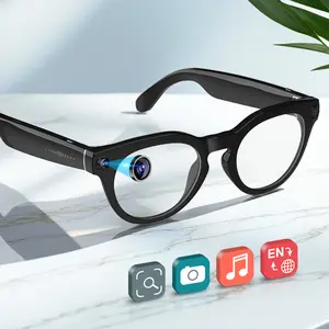Smart Glasses with 8MP Camera, 1200p Video Recording Wearable Bluetooth Glasses, Lightweight Outdoor Sports Camera Sunglasses Supports Intelligent Image Recognition and Voice Assistant, Multifunctional Wireless Audio Eyewear Glasses Built-in Headphone