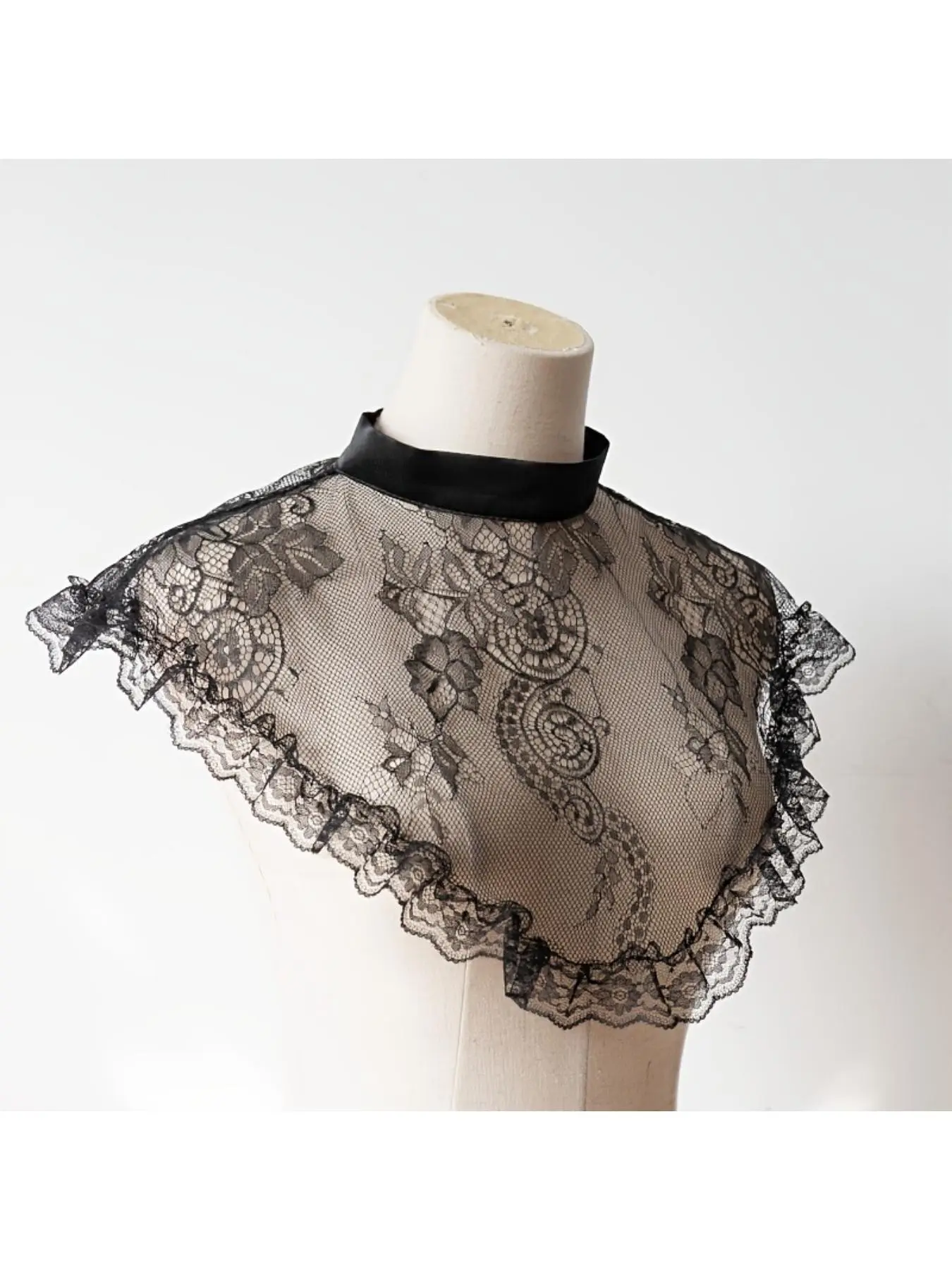 Women Hollow Crochet Lace Cape & Fake Collar