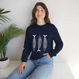 Kitschy Sardine Crewneck Sweatshirt, Fisherman Nautical Coastal Aesthetic, Unisex Jumper, Graphic Top, Ocean Theme Pullover, Casual Cotton Comfort, Womenswear