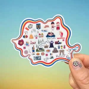 Romania Sticker, Romania Travel Sticker For Water Bottle, Romania Gift, Bucharest Gift, Romania Souvenir Gift, Bucharest Sticker For Laptop