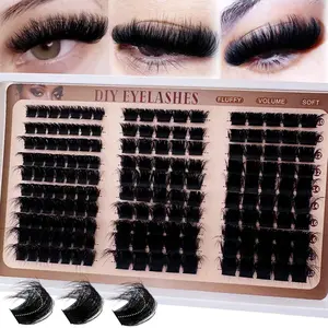 UMIRYAO Russian Lash Extensions Kit 60D+80D+100D/100D+120D+160D/160D+200D+300D Lash Individuals 3D Volume Eyelash Clusters D-Curly Lash Clusters Kit 10-18MM DIY Eyelash Extensions, Individual Lash Clusters, Multi-Type Natural Look