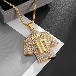 Hip Hop Football Jersey Number Necklace for Men Women Iced Out Cubic Zirconia Sports Lover Jewelry Gift for Him Her