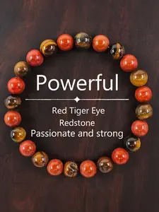 Red Tiger Eye Stone Beaded Bracelet, Boho Style Adjustable Healing Crystal High Quality Bracelet, Wish Manifestation Bracelet, Unisex Gift