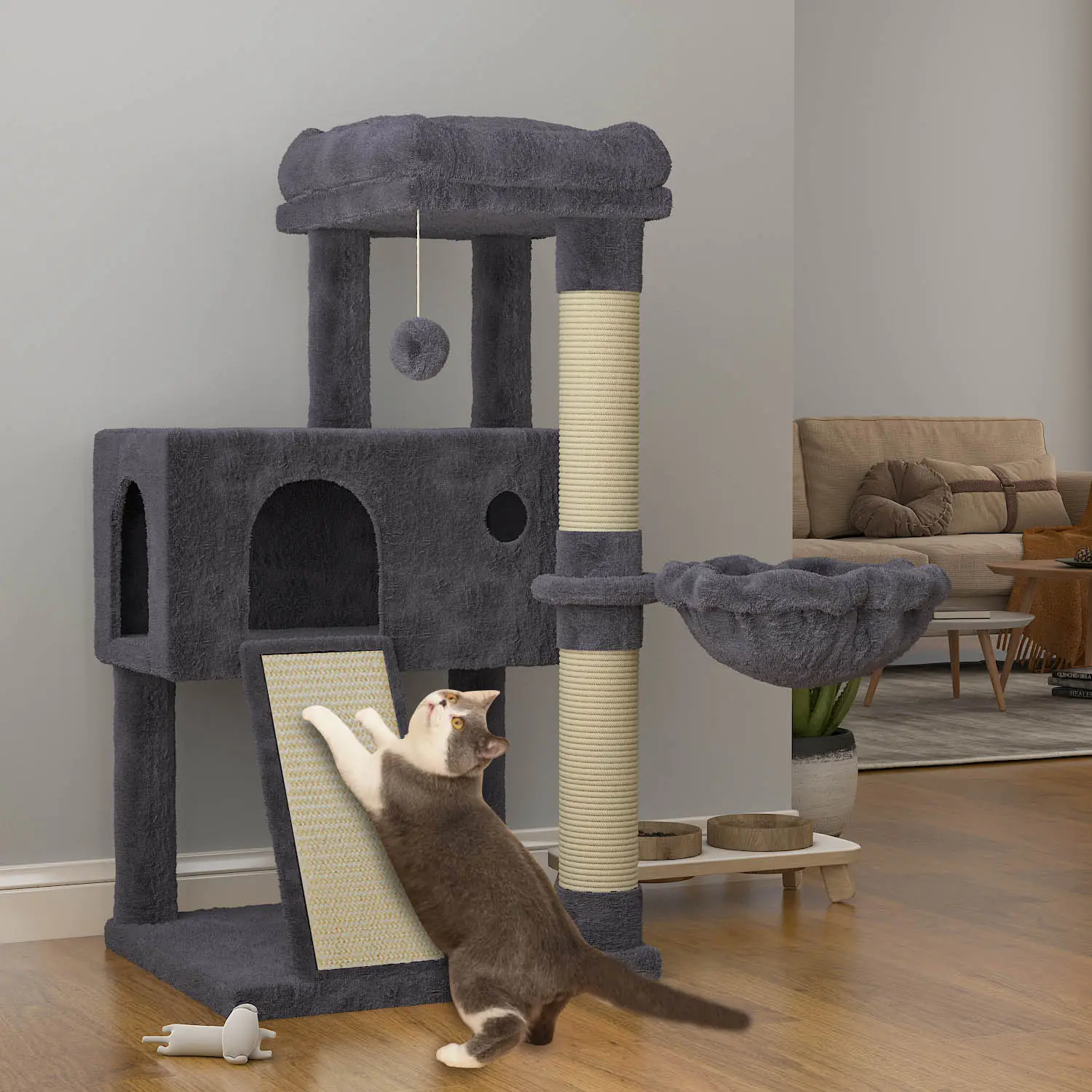 SHA CERLIN 36" Cat Tree/Multi-Level Cat Tower with Hammock & Sisal Scratching Posts/Cozy & Fun for Cats#TikTokShopfalldealsforyou#ChristmasGifts #Wint