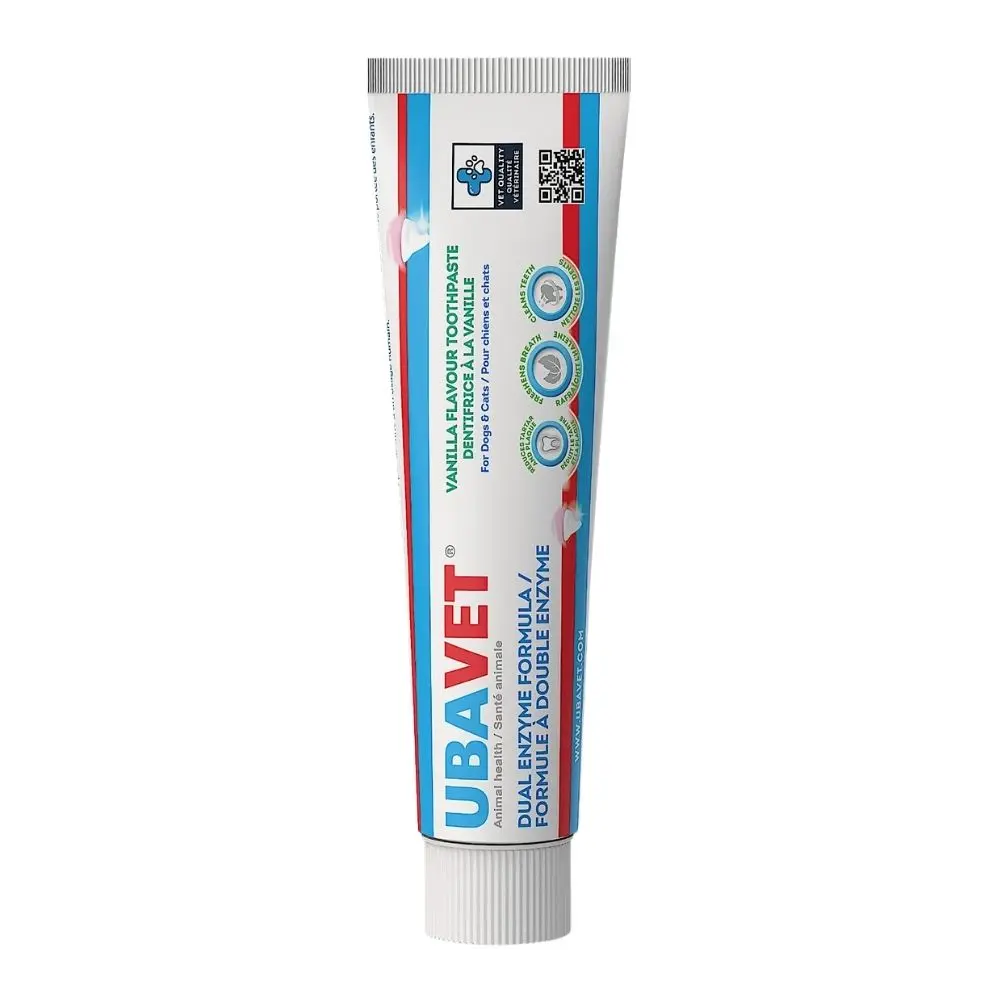 UBAVET Dual-Enzyme Toothpaste for Dogs & Cats, Non-Foaming Vanilla