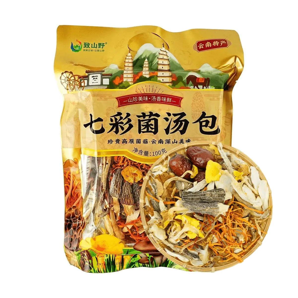 ZHISHANYE 100g Colorful Mushroom Soup Mix | Premium Mixed Mushroom Broth Pack