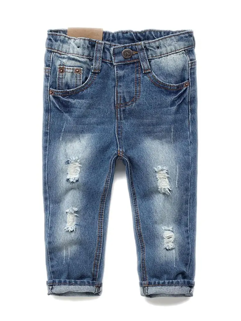 Kidscool Space Boys' Classic Jeans  Soft Stretch Ripped, Flexible Waistband Cute Child Size Pants for Toddler Big Kids , Classic Jean, Child Size Boys' Jeans