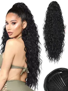 30 inch Drawstring Ponytail Extension Long Wavy Curly Clip on Hairpiece Comb Clip in Ponytail Extensions Layered Fluffy Thick Pony Tails Hair Extension Synthetic Hairpieces for Women