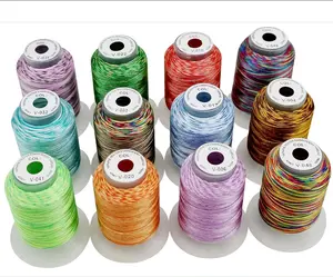 12 Colors Variegated Polyester Embroidery Machine Thread Kit 500M (550Y) Each Spool for Brother Janome Babylock Singer Pfaff Bernina Husqvaran Embroidery and Sewing Machines-Assortment1