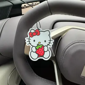 Strawberry Kitty Car Air Freshener, Ice Cube Design, Japanese Cartoon Anime Rearview Mirror Hanging Ornament, Home Decor Gift Idea