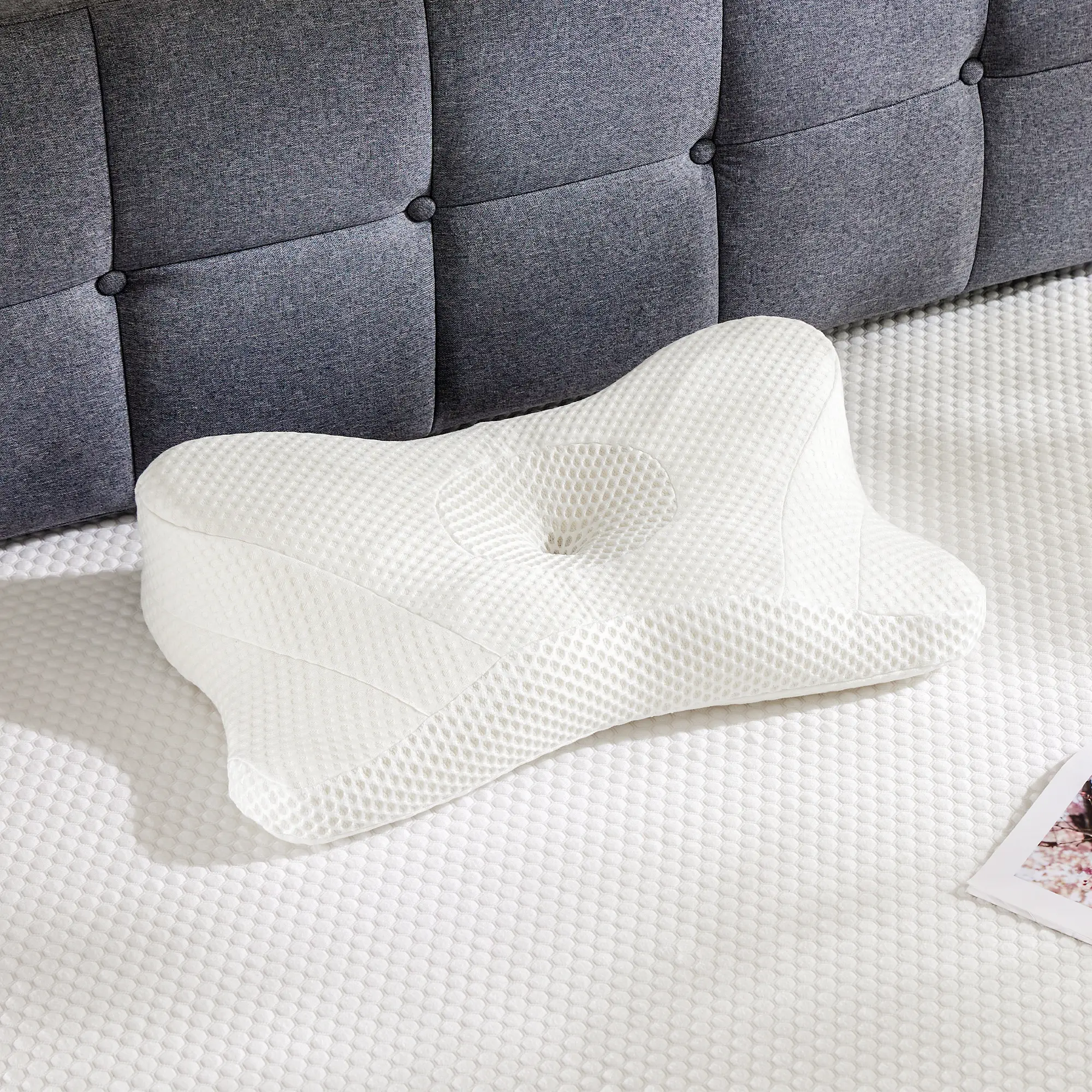 Textiles & Soft Furnishings Bedding Pillows Contour Neck Pillows with Breathable Pillowcase, Memory Foam Pillows for Side, Back