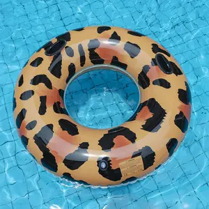 Inflatable Leopard Print Pool Float, Stylish Leopard Pattern Swim Float with Built in Handles, Durable Portable Water Ring for Pool, Beach & Summer Water Fun, Perfect for Kids & Adults