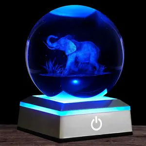 Elephant  Ball Night Light 3.15 inch Glass Ball Table Lamp with Color Changing  Base Decor Ideal Elephant Gifts for Women Men  Christmas Birthday
