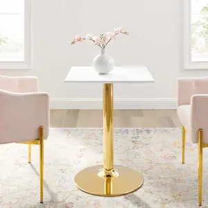 Modway Verne 24" Square Dining Table in Gold White Modway Verne 24" Square Dining Table in Gold White