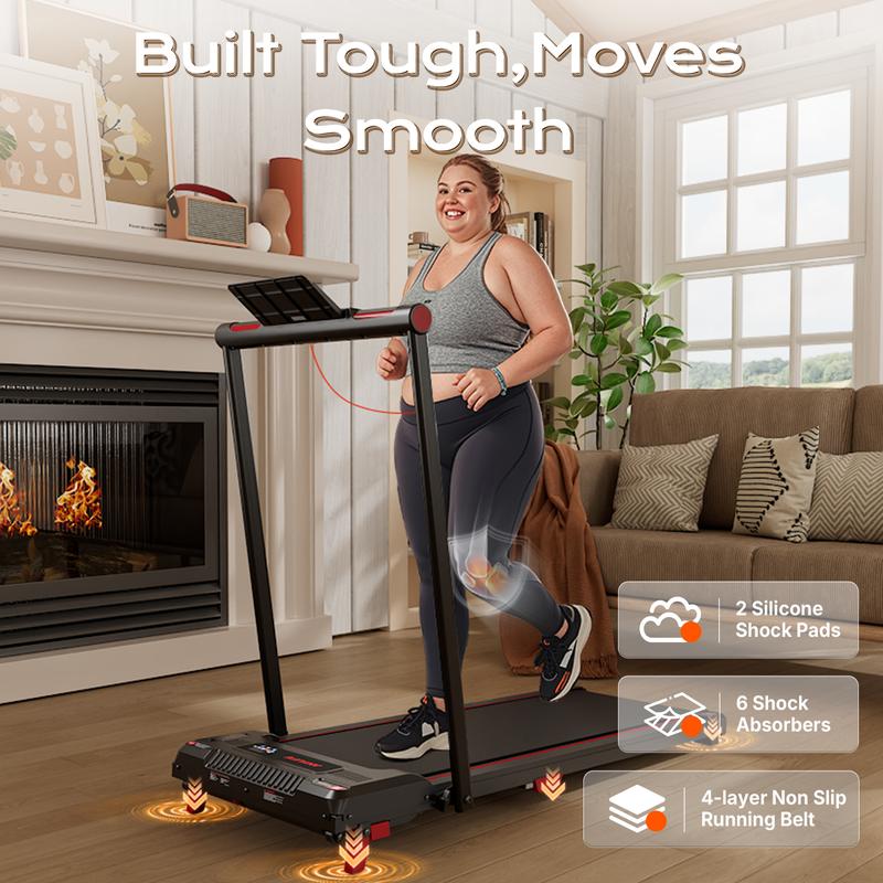 【HappyValentine's Day】Treadmill with Handrails, Incline Walking Pad, Treadmills Home, 330 lbs Capacity, Under Desk, Indoor Mini Exercise Equipment with Remote Control, Portable, Compact, Collapsible, Quiet, Treadmill with LED Display , Office Use, Pro mix