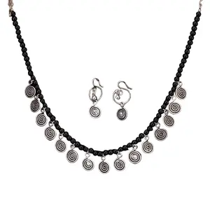 Traditional Boho Oxidized Jewelry Set | South Indian Style Necklace & Earrings | Perfect Gift for Weddings, Festivals & Celebrations