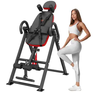 VEVOR Inversion Table,  300 lbs Capacity Heavy Duty Inversion Table, Decompression Back Stretcher Machine, Strength Training Equipment with Headrest, Ankle Lock, Adjustable Protective Belt, Red/Black