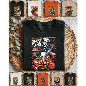 [4XL-5XL] Halloween Horror Cereal Shirt, Horror Characters Tee, Halloween Movie Tee, Spooky Season