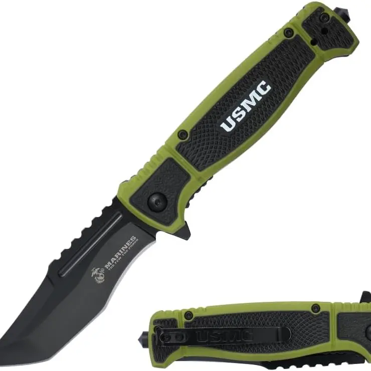 MTECH USA USMC Authorized 3.5in Blade-Type Pocket Knife - 4.5in Compact Foldable EDC Clip-On Carry, Fiberglass Handle, Metal Blade, Nylon-Reinforced Grip, Survival Hand Tool, Hunt Gear, Camping Essential, All Ages Sports & Outdoor Tool, M-A3005