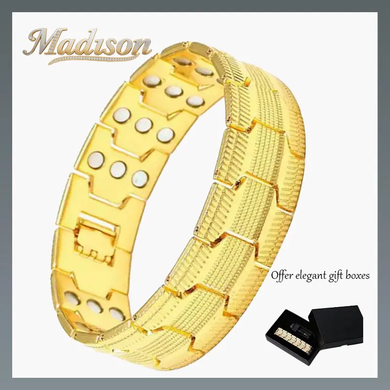 Marvelin Jewelry 14KGold Bracelet for Men, 3X Ultra Strength MagneticBracelets,99.99% Pure Copper with 3500 Gauss.Valtentine's Day gif