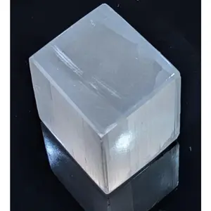 Carved and Polished Selenite Cube – Optical Teaching Aid | Healing Crystal