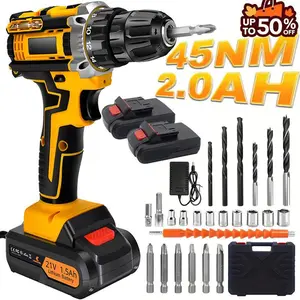 MRAEER Cordless Drill Tool Set 36V Electric Power Drill with 2.0AhLithium-ion Battery and Charger–USB/Type-C Rechargeable, Portable, All-in-One DIY & Home Toolbox Kit High Torque Impact