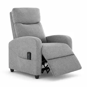 Silla Reclinable con Masaje y Calefacción, Sofá Individual Ergonómico Ajustable con Asiento, Respaldo y Reposapiés Acolchados, Soporte Lumbar, Control Remoto, Moderna para Sala, Hogar u Oficina (Gris)