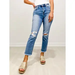 Vervet HOLY CROP High Rise Cropped Distressed Slim Jeans Vervet HOLY CROP High Rise Cropped Distressed Slim Jeans