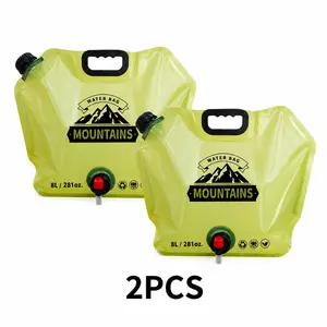 Super thick and foldable 2.1 gallon (8 liter) water bag with faucet, strong sealing, leak proof, reusable large capacity water storage container - BPA free, suitable for beverage storage - portable barbecue, camping, travel, outdoor cooking emergency prep