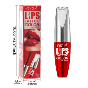 QICIY Lips Tattoo Color Lip Glaze - Durable Waterproof Non-Removable Non-Fading Non-Stick to Cup Colored Lip Gloss Lipstick Makeup with High-Quality Natural Ingredients - Cosmetic Gentle Glossy