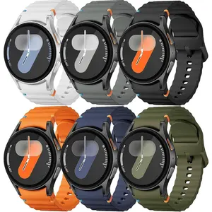 Sport Band for Samsung Galaxy Watch 7 Band 40mm 44mm,No Gap Soft Silicone Strap for Galaxy Watch 6 5 4 FE Band 40mm 44mm/Galaxy Watch 6/4 Classic 47mm 43mm 46mm 42mm/Watch 5 pro 45mm Men Women,6 Pack