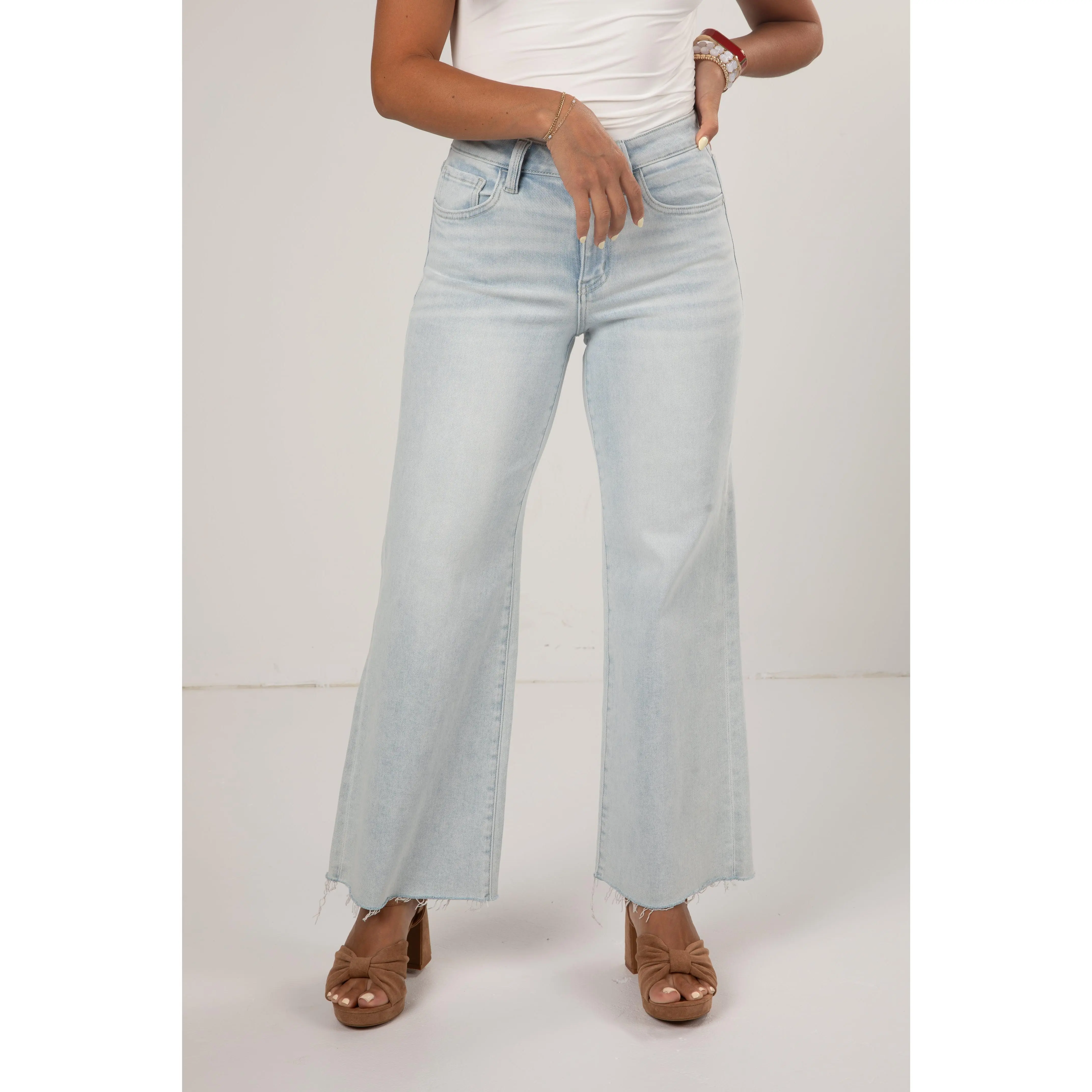 Jordan Light Wash High Rise Wide Leg Jeans