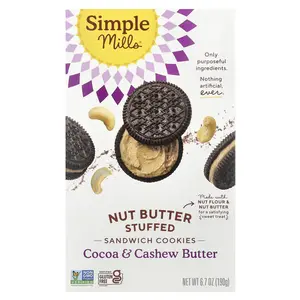 Simple Mills Nut Butter Stuffed Sandwich Cookies, Cocoa & Cashew Butter, 6.7 oz (190 g)