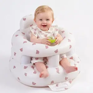 Inflatable Baby Bumbo Chair for 3-36 Months, Upgrade Model with Built-in Air Pump & Tray, Ergonomic BPA-Free PVC Design for Sitting Learning & Feeding, Safe Durable Baby Furniture Chair
