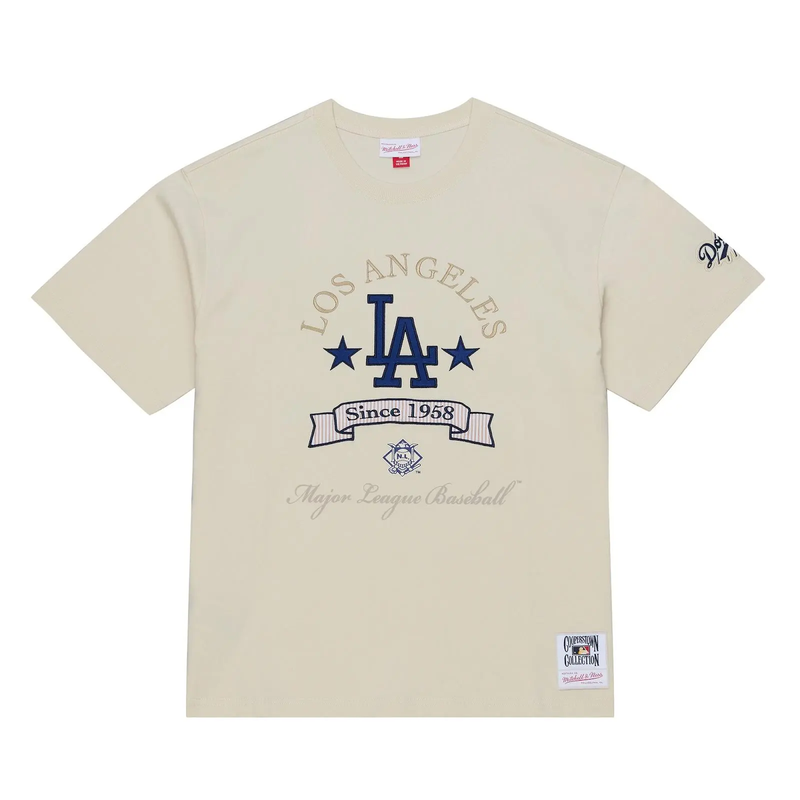 Los Angeles Dodgers Cream Yacht Rock Premium T-Shirt MLB Throwback Tee Graphic Vintage Fan Gear Mitchell & Ness