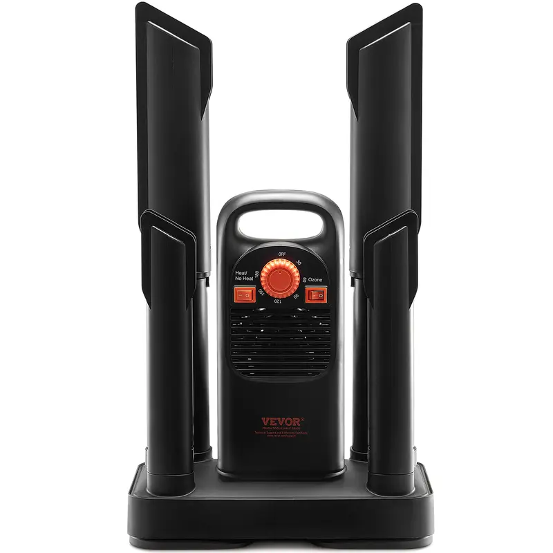 VEVOR Portable Shoe Dryer Machine, 4-Tube Warm Flow, Detachable, Timer-Equipped Ozone Disinfection, ABS+PP Material, 1-3 Hours Quick Drying for 2 Pairs of Shoes, Skiing Boots, Black & Orange
