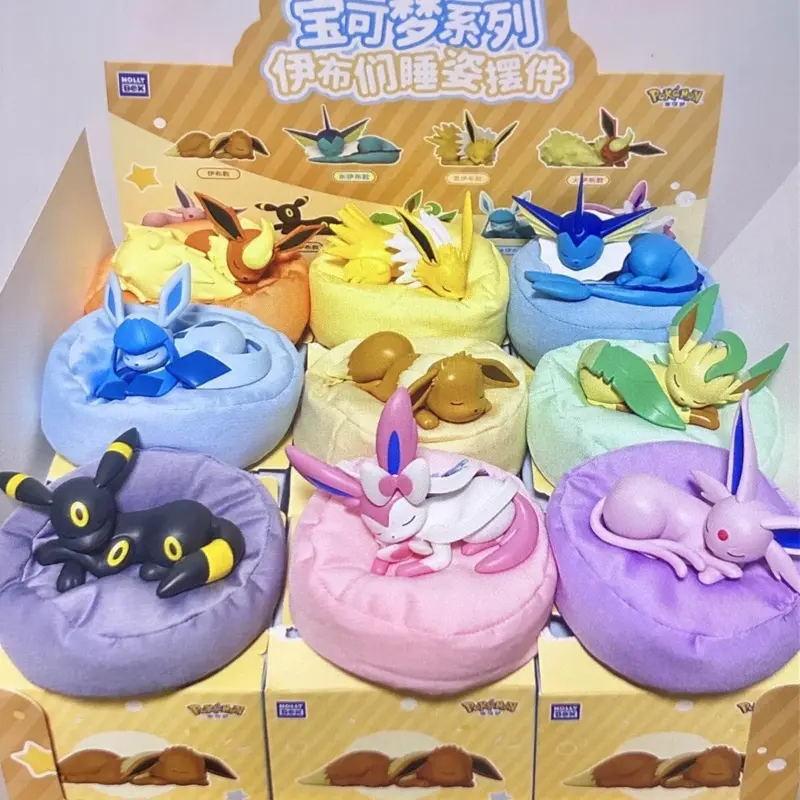 Eevee Evolutions Sleeping Series Blind Box Figure - Cute Collectible with Sylveon, Espeon, Vaporeon, Glaceon, Blind Bag Collectible Pack