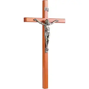Crucifix Wall Cross, 12 Inch Catholic Wooden  Crosses for Wall Decor,  Catholic Crucifix with Wooden Rosary