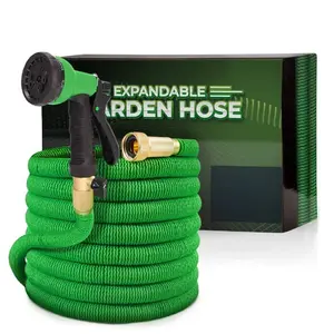Garden Hose 50ft,75ft,100ft,Non-Expanding Flexible Hose with 10 Function Nozzle, Lightweight, Kink Free, Sturdy, Leak-Proof, Portable, Water Hose 50ft for Outdoor, Yard, Lawn, Car Wash and Camper Use （Green）