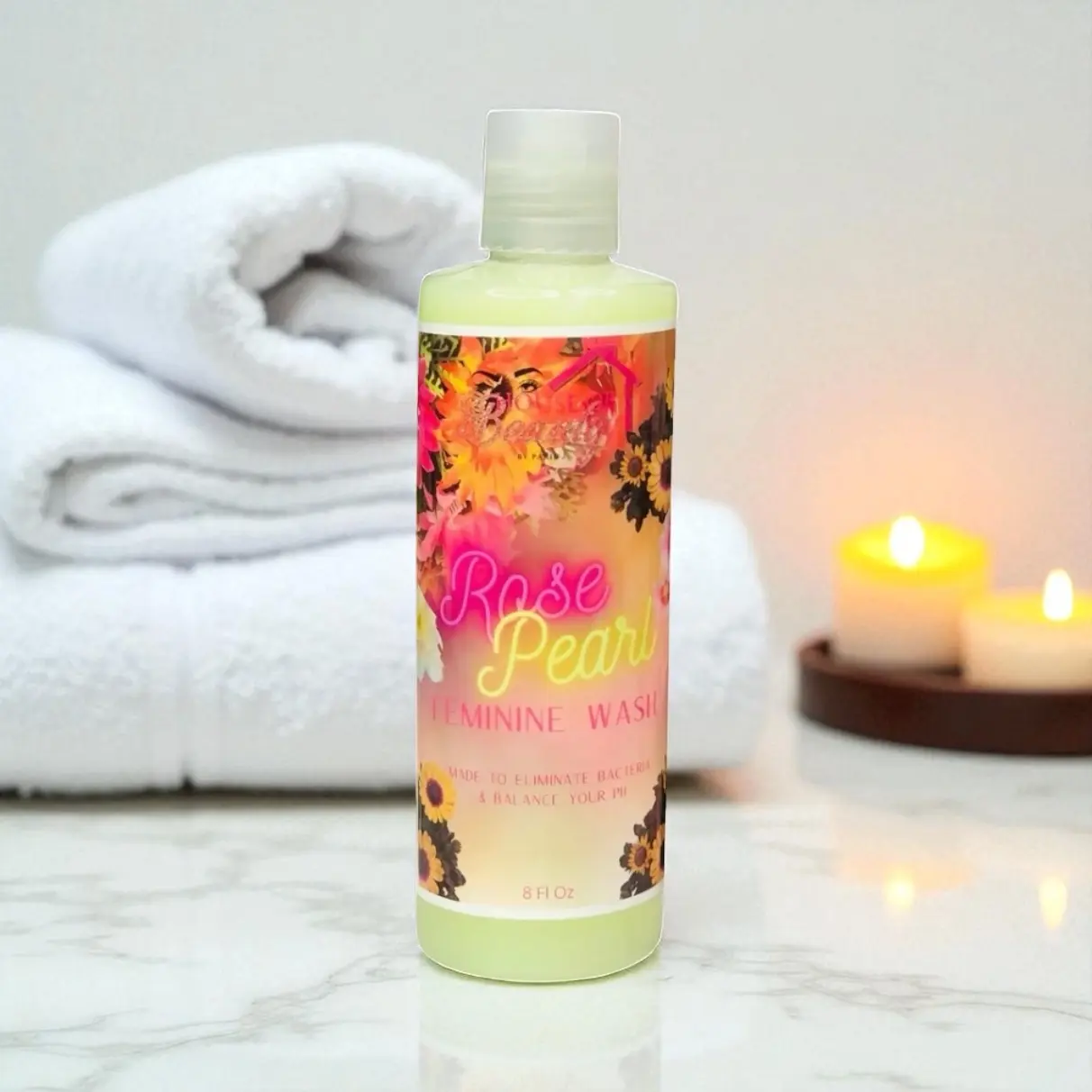 Paris House of Beauty Rose Pearl Feminine Wash - Gentle Body Wash for Women 8oz with Oregano Rosemary & Lavender Essential Oils for pH Balance and Freshness
