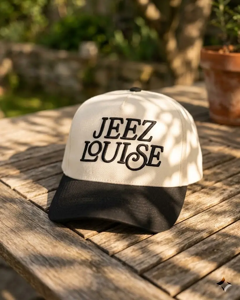 JEEZ LOUISE Embroidered Trucker Hat Unisex Adjustable Snapback Classic Midwest Style Hat Comfortable Everyday Wear Gift Idea